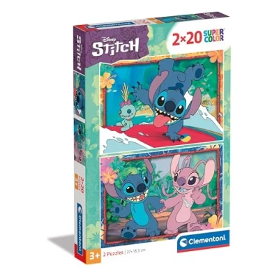 Imagen de Clementoni Disney Lilo &amp; Stitch 2 Supercolor Puzzles Infantiles De 20 Piezas, para Niños 3 5 Años, Desarrolla La Concentraciòn Mentàl Y Logica, 24809, Multicolor