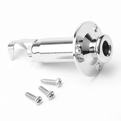 Imagen de Cromado 3 Total Púas para guitarra eléctrica End Pin Jack Socket de salida estéreo 1/4 &quot;