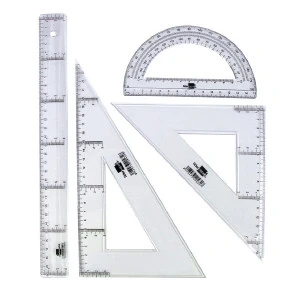 Imagen de Juego escuadra y cartabon 25cm regla 30cm semicirculo 15cm liderpapel en petaca incolora