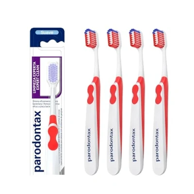 Imagen de Parodontax Expert Clean, Cepillo de dientes Limpieza Experta y Suave, Ayuda a Detener Prevenir el Sangrado Encías, Pack 4, Blanco