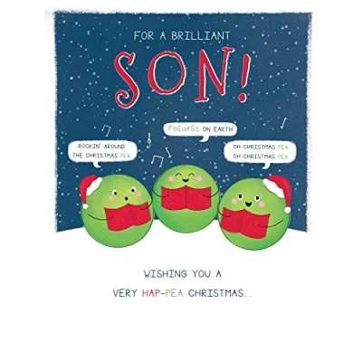 Imagen de Piccadilly Greetings Tarjeta de Navidad para hijo (20,3 x 15,2 cm), diseño texto en inglés