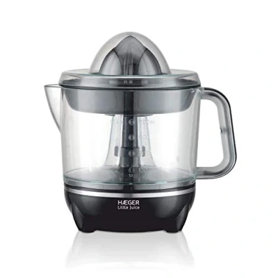 Imagen de HAEGER LITTLE JUICE Exprimidor de Cítricos con 25W potencia, capacidad 700ml, Rotación cono bidireccional, 2 conos presión, tapa protectora, filtro para pulpa