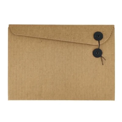 Imagen de Smart 6 Carpetas de Cartón con Cierre Cinta Almacenamiento y Transporte Seguros Carpeta para Guardar Documentos Bonito Ondulado, Marrón Natural
