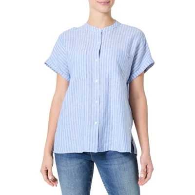 Imagen de Tommy Hilfiger Collarless Blouse Camisa, Mujer, Talla: 44, Blue spell