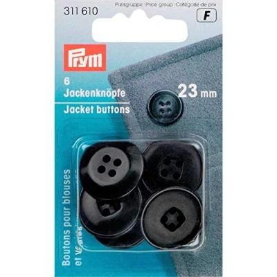 Imagen de Prym 311610 Botones para chaqueta (23 mm), color negro