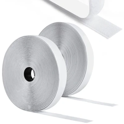 Imagen de Romon Belcro Adhesivo Doble Cara,5M Fuerte Hook y Loop Auto Adhesivo,20mm Ancho Reutilizable Nylon Cinta Cara para Oficina, Mosquiteras,Doméstica,Blanco