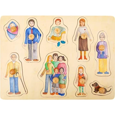 Imagen de Small Foot Company 11501 Rompecabezas de Encaje Madera,con Motivos detallados Alrededor del Tema Familia,a Partir los 12 mese juguetes, Multicolor (11501) , color/modelo surtido
