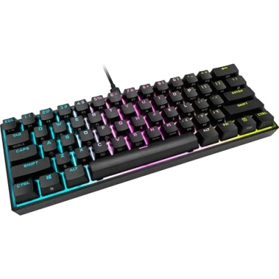Imagen de Corsair K65 RGB Mini 60% Teclado mecánico para Juegos (iluminación Personalizable de Teclas Individuales, Cherry MX Speed, PBT Doble Disparo, tecnología AXON) QWERTZ, Negro