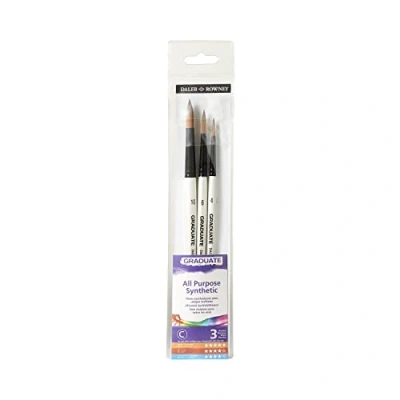 Imagen de Daler Rowney Graduate Estuche Pinceles Mango Corto 3 Redondos Sintéticos