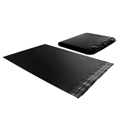 Imagen de 100 sobres de plástico negros, opacos, bolsas envío, 28 x 42 cm, resistente, resistente a las manipulaciones e impermeable