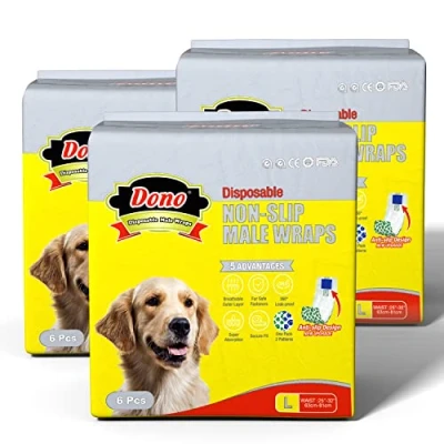 Imagen de Dono Pañales Desechables para Perros machos, Bandas el Vientre machos con Cierre Antideslizante, envolturas incontinencia superabsorbentes y a