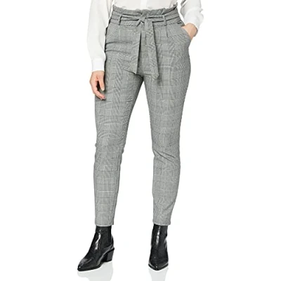 Imagen de Vero Moda Vmeva Hr Loose Paperbag Check Pant Noos, Pantalones Mujer, Gris, XL/32