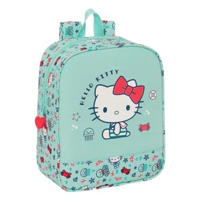 Imagen de Safta HELLO KITTY SEA LOVERS Mochila Infantil, Niño, Escolar, Adaptable a Carro, Ideal para Guardería, Cómoda y Versátil, Calidad Resistencia, 22x10x27 cm, Color Turquesa