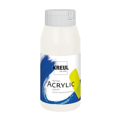 Imagen de Kreul 17033 Solo Goya Triton Pintura acrílica blanca (Mischweiß) Frasco de 750 ml Secado rápido con aspecto mate Calidad estudio al agua, versátil, opaca y económica