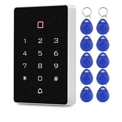 Imagen de FTSTech Teclado Autónomo de 125 KHz con Interfaz Wiegand Lector RFID para Control Acceso Sistema Seguridad del Apartamento 10 Uds llaveros Azules
