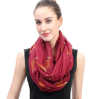 Imagen de Lina &amp; Lily Bufanda Infinita Snood con Estampado de Zorros (Rojo violáceo)