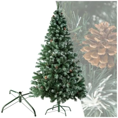 Imagen de tectake® Árbol de Navidad Artificial con Soporte Metálico Plegable y Topes, Abeto Ramas Flexibles para Adornos Navidad, Frondoso, Fácil Montaje Almacenamiento, 180cm. 705 Ramas, Verde