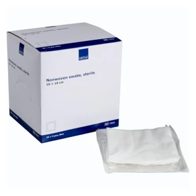Imagen de ABENA Gasas Estériles (10 x 10 cm) Esteril compresas de Gasa no tejidas con 4 capas Tejido para el Cuidado Heridas Apósitos uso médico (1 caja = 125 unidades)