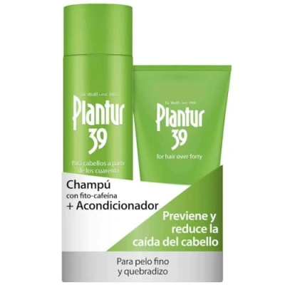 Imagen de Plantur 39 Phyto Caffeine Shampoo y Conditioner I Champú Mujer con Cafeína 250 ml Acondicionador 150 Evita Reduce la Anticaida Cabello Para Caida del Delgado Frágil