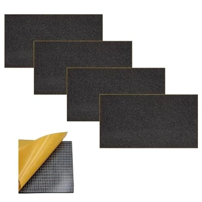 Imagen de ACIT Hoja de neopreno adhesiva aislante, paquete 4 hojas, junta adhesiva, goma paneles espuma poliuretano, caucho negro EPDM expandido 40x40 cm (espesor 3MM, 10x10 CM)