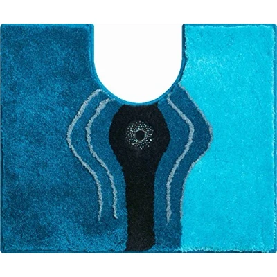 Imagen de Grund Alfombrilla de Baño con Swarovski, Ultra Suave y Absorbente, Antideslizante, 5 Años Garantía, Crystal Light, Estera WC Recorte 50x60 cm, Turquesa