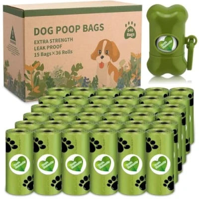 Imagen de SaiXuan 540 Unidades/36 Rollos Bolsas para Excrementos de Perro con 1 dispensador,Dog Poo BagsFuerte y a Prueba Fugas Caca Perfumadas
