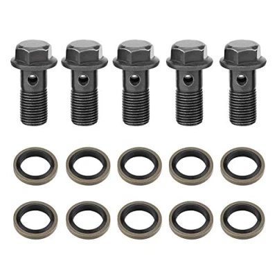 Imagen de Jadeshay Tornillos Banjo,5 Piezas Pernos y Arandelas BANJO de Motocicleta para el Cilindro Maestro la Pinza Freno M10 * 1.0 mm