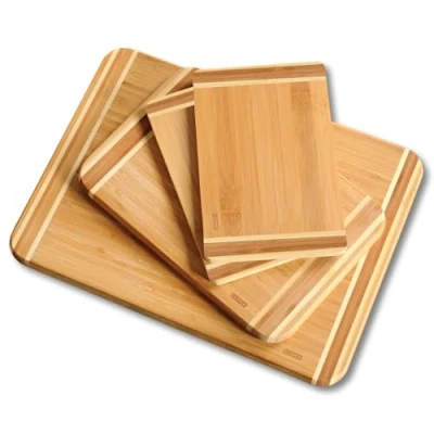 Imagen de KESPER Juego de 4 tablas cortar, material: bambú, tamaño: 38 x 28,5 1,6 cm, color: marrón 58129