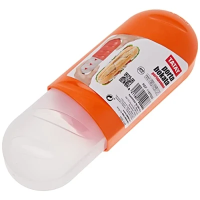 Imagen de Tatay Porta Bocadillos y Alimentos, Extensible, Libre de BPA, Reutilizables, Apto Lavavajillas Microondas, Congelacion hasta 40º, 1 Unidad, Color Naranja, Medidas 7.7 x 6.7 18 25 cm