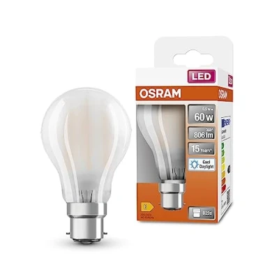 Imagen de OSRAM Lámpara LED A60 de Star para base B22D, forma pera, vidrio mate, 806 lúmenes, luz día blanca (6500k), reemplazo bombillas convencionales 60W, no dimmables, 1 paquete