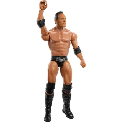 Imagen de Mattel Figura de acción la WWE, coleccionable The Rock 6 pulgadas con 10 puntos articulación y aspecto realista