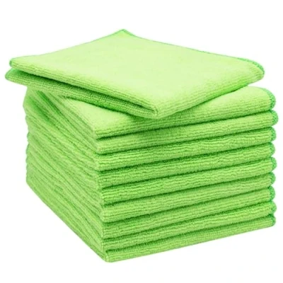 Imagen de ZOLLNER Set de 10 paños Microfibra para un Brillo sin Rayas Limpieza Pelusas y Muy absorbentes Lavables hasta 60C 32x32cm en Verde Calidad hotelera