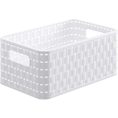Imagen de Rotho Country Caja de almacenamiento 18l en aspecto ratán, Plástico (PP) sin BPA, blanco, A4/18l (36.8 x 27.8 19.1 cm)