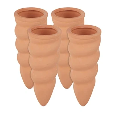 Imagen de Relaxdays Conos de riego, Autorriego para macetas, Botellas 1,5L, Cerámica, 11,5 x 4,5 cm, 4 Uds., Terracota