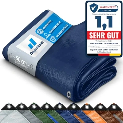 Imagen de Lona de protección Barco Base Tienda campaña para Camping y Exterior jardín Impermeable con Ojales (2 x 3 m (240 g/m²), Color Azul