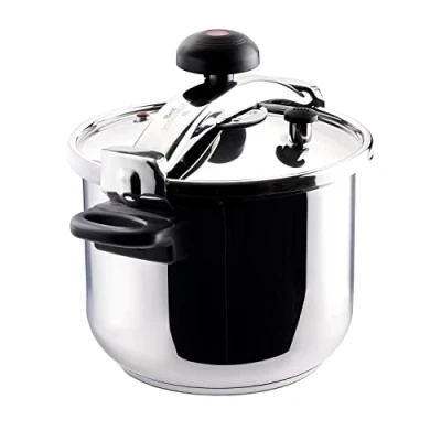 Imagen de Taurus Classic Moments 8L Olla a presión, capacidad 8L, válvula reguladora de toque frío, para todos los fuegos, apto lavavajillas, cierre pomo giratorio, acero inoxidable