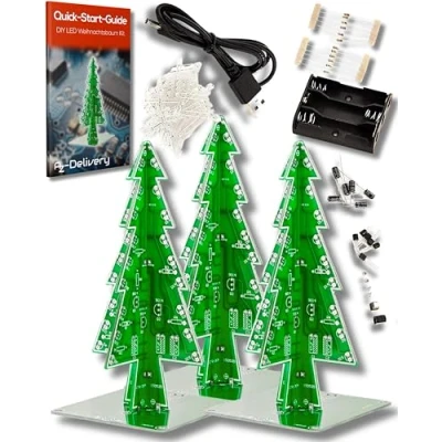Imagen de AZDelivery 3 x DIY LED Arbol de Navidad Kit hazlo tu Mismo Incluido EBook