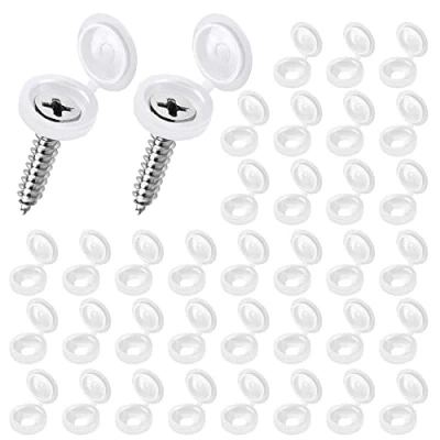 Imagen de 100 tapas de rosca plástico blanco con bisagras, plegables goma, para tornillos M4 M8