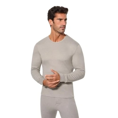Imagen de Abanderado Camiseta de Manga Larga Térmico Fibra Invierno Hombre x1, Gris, XL