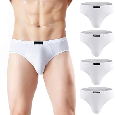 Imagen de wirarpa Slip Microfibra Hombre Modal Ropa Interior Briefs Calzoncillo para Pack de 4 Blanco Talla M