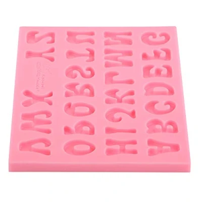 Imagen de 3D 26 Letras molde de caramelo silicona, Pastel chocolate para hornear chocolate, color rosa, Alfabeto silicona