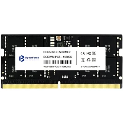Imagen de Bytefest DDR5 RAM 32GB 5600MHz CL46 1.1V SODIMM PC5 44800 Compatible portátil/Cuaderno/NUC/All in One Módulo de Memoria