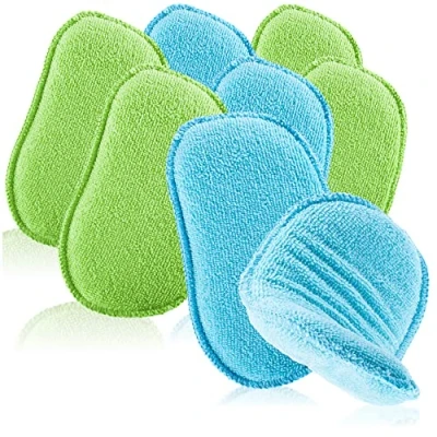 Imagen de com four® Esponja de Microfibra para Coche 8X Cuidado Superior del con Lavado Absorbente Pulido Reutilizable (8 Piezas Azul/Verde)