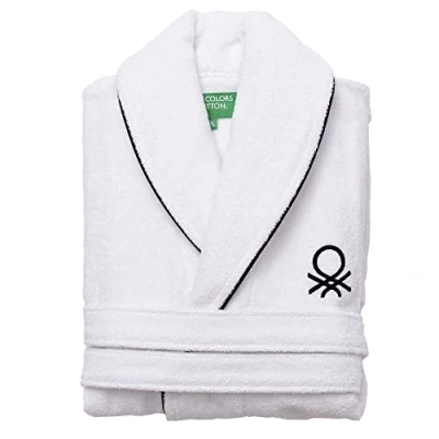Imagen de UNITED COLORS OF BENETTON. Albornoz Unisex hombre o mujer 360gsm 100% algodón, Blanco