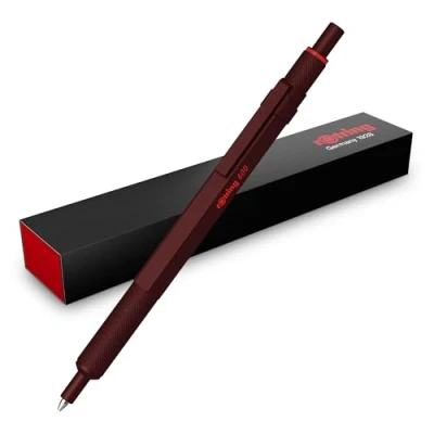 Imagen de Rotring Bolígrafo 600 Punta media Tinta negra cuerpo metalizado completo Trufa chocolate Agarre estriado antideslizante y hexagonal Recargable