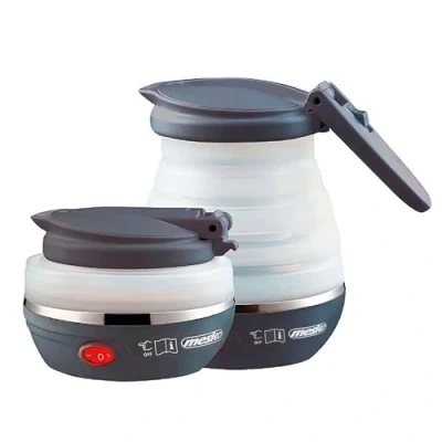 Imagen de Mesko MS1375 Hervidor de Agua Eléctrico Plegable, Resistencia Oculta, Tapa automática, Silicona, 0,6 Litros, 750W, Libre BPA, Ideal Camping Viaje, Blanco