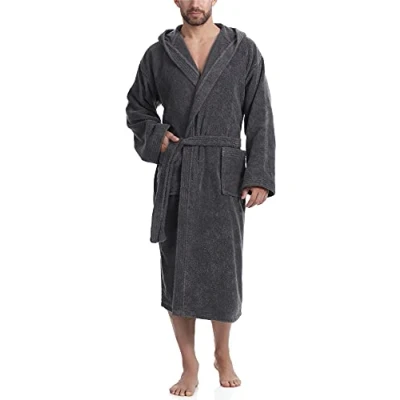 Imagen de Ladeheid Albornoz de Baño 100% Algodón Ropa Casa Hombre LA40 190 (Gris Oscuro 12/Rojo 26, M)