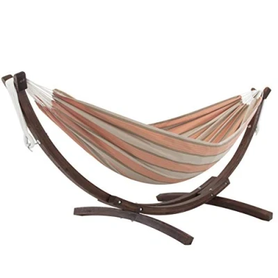 Imagen de Vivere Hamaca Doble Sunbrella con Soporte de Arco Pino Macizo, camafeo