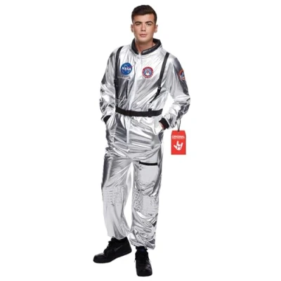 Imagen de Morph Disfraz Astronauta Adulto, Adulto Hombre, Plateado Traje Carnaval Hombre Talla M