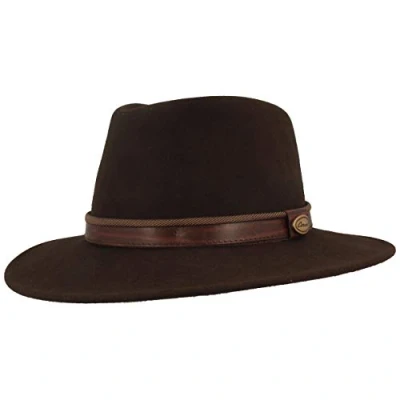 Imagen de Breiter Sombrero Fedora Enrollable Trekking 100% Lana de Fieltro, Impermeable y Flexible, Ribete Piel Cuero, Unisex, Marrón Ripskcombinado, 59
